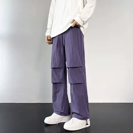 日系户外露营冲锋裤男工装裤春季宽松通勤登山伞兵裤直筒休闲裤子图片