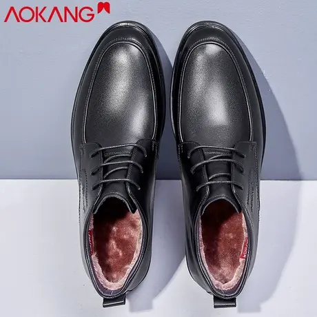 奥康男鞋冬季新款加绒保暖加厚男棉鞋真皮高帮男士皮鞋休闲棉皮鞋商品大图