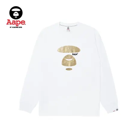 Aape旗舰店男装秋冬猿颜烫金迷彩暗纹印花休闲潮流长袖T恤1379XXL商品大图