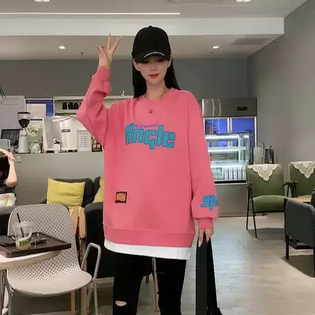 假两件卫衣背后小熊印花2023秋季新款宽松大版时尚卫衣设计感洋气商品大图