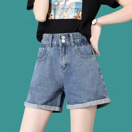 高腰牛仔短裤女夏季薄款2023年新款显瘦阔腿宽松辣妹a字超短热裤商品大图