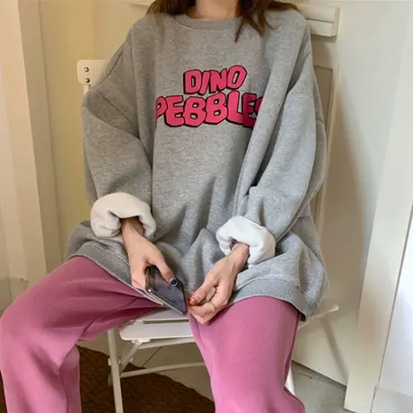 卫衣女2022秋冬宽松韩版chic港味上衣bf慵懒风加绒加厚外套潮ins商品大图