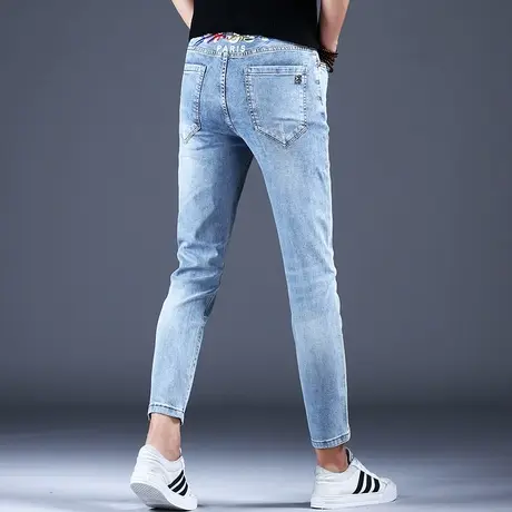 九分裤子男夏天弹力牛仔裤男款秋款潮流修身小脚休闲男裤潮牌潮流图片