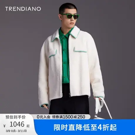【新品上市】TRENDIANO官方男装2022冬季新款时尚绵羊毛外套男潮图片