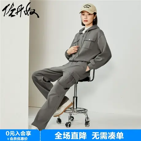 佐丹奴裤子女春季新款重磅针织工装口袋可束脚松紧腰卫裤18414602图片