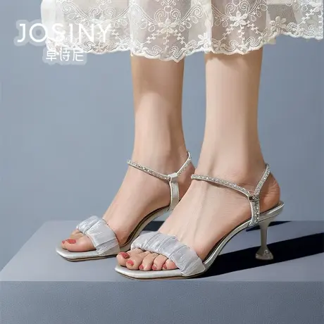 卓诗尼女鞋2024夏款新款高跟凉鞋女款高级感商场同款4J1A40142图片