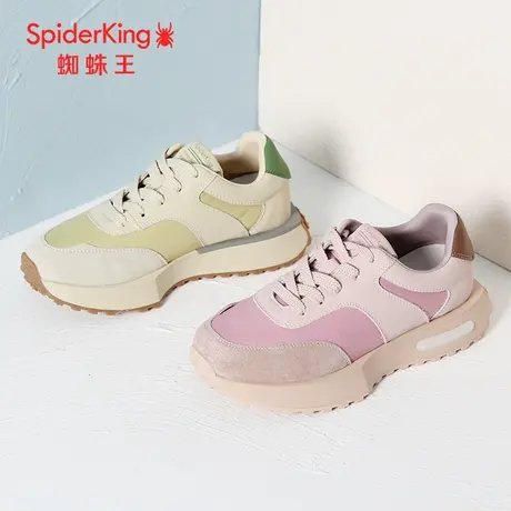 SPIDER KING/蜘蛛王德训鞋女真皮2023秋商场新款运动休闲鞋拼色潮图片