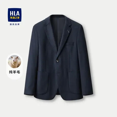 HLA/海澜之家纯羊毛休闲西服2023秋冬新款格纹保暖商务外套男图片