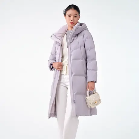 坦博尔羽绒服2023新款冬季中长款防风连帽休闲保暖外套女TB231760图片