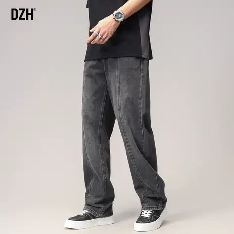 男士美式牛仔裤男直筒复古潮牌休闲裤子秋冬新款2023新款阔腿长裤商品大图
