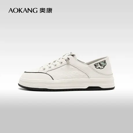 奥康女鞋 春季新款时尚百搭小白鞋两穿平底舒适系带运动休闲板鞋商品大图