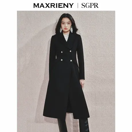 【商场同款】MAXRIENY赫本风毛呢外套女24秋新款西装式羊毛大衣商品大图