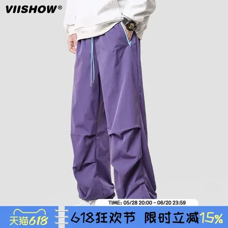 VIISHOW工装裤男冬款美式复古户外冲锋伞兵裤百搭直筒阔男式牛图片