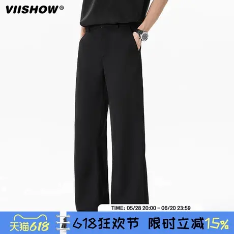 VIISHOW潮牌透气薄款直筒长裤男夏季2025年新款宽松百搭垂感西裤商品大图