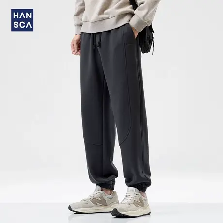 hansca束脚休闲卫裤男2024年秋季新款美式抽绳刺绣运动百搭长裤子图片