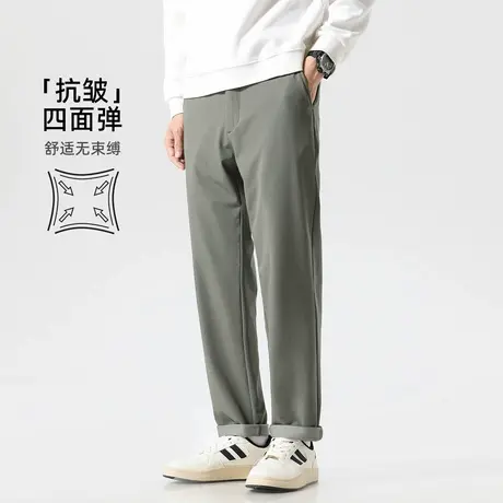 hansca 抗皱易打理 225g重磅防风休闲裤男士2024秋季宽松百搭长裤商品大图