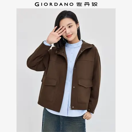 佐丹奴外套女装磨毛工装口袋连帽梭织休闲外套 05374679商品大图