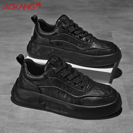 奥康男鞋2025秋季新款时尚轻便工装舒适休闲鞋系带厚底简约板鞋男商品大图