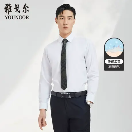 雅戈尔奥莱 男装凉感衬衫秋季商务休闲棉弹DP免烫长袖衬衫商品大图