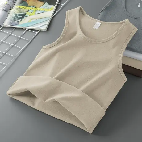 300g重磅德绒背心男秋冬纯色运动坎肩无袖t恤双面绒健身打底马甲商品大图