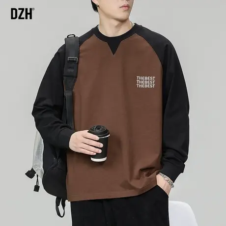 男士美式复古卫衣秋季男2023新款男款外套潮牌圆领宽松长袖情侣装商品大图