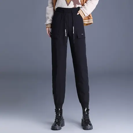 羽绒小脚裤加厚保暖休闲裤高腰显瘦萝卜裤黑色长款女秋冬2023新款图片