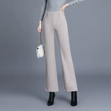 羊毛呢微喇裤女秋冬2023新款高腰垂感气质长裤通勤喇叭裤休闲裤厚图片