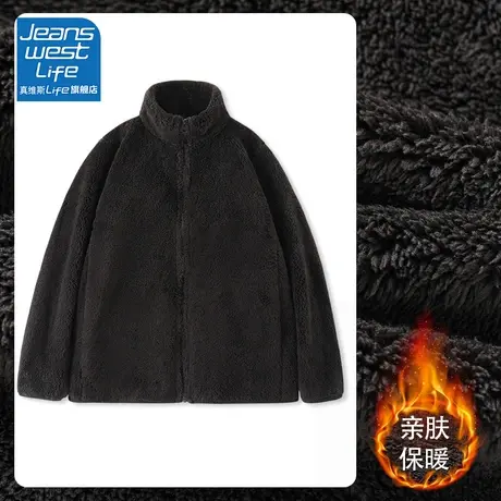 真维斯LIFE立领冬季厚外套女2023新款爆款加绒加厚简约长袖上衣女商品大图