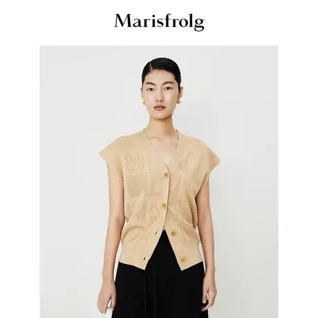 【商场同款】玛丝菲尔夏季新款沙杏色马甲式短袖针织衫女商品大图