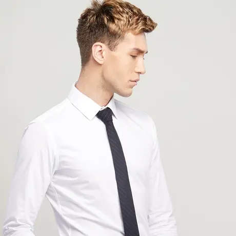 十米布新款长绒棉商务白衬衫男士长袖商务修身正装易打理纯色衬衣商品大图