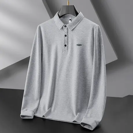 珠地棉polo衫翻领长袖t恤男2023秋季新款保罗带领打底衫有领秋衣商品大图