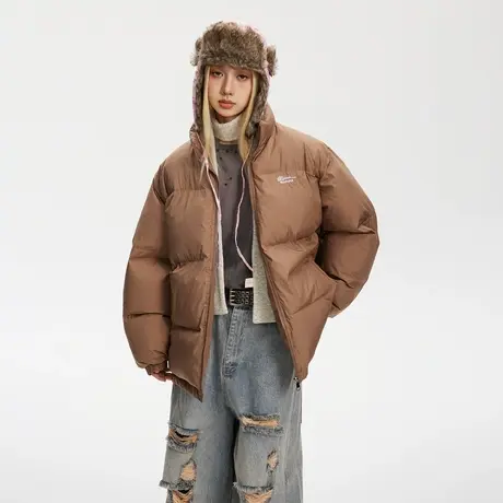 立领冬季保暖棉服女加厚面包服2023新款复古宽松oversize棉衣外套商品大图