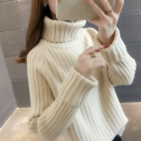 毛衣2024新款春秋季春款春装女士高领加绒女装宽松外穿打底衫洋气商品大图