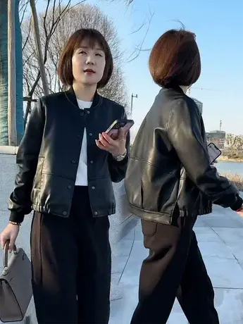 小个子机车服短外套女2023春秋新款今年流行爆款皮衣时尚洋气上衣商品大图