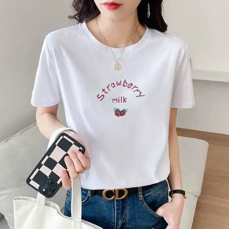 短袖t恤女士夏季宽松薄款白色体桖衫2022新款女装纯棉半袖上衣潮图片