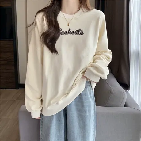 网红ins潮牌无帽卫衣女加绒加厚秋冬装百搭宽松显瘦上衣服情侣装商品大图