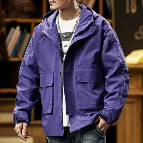 美式夹克男士潮流上新秋冬百搭男装外套宽松连帽潮流外套长袖男图片