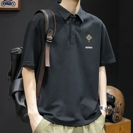 polo衫男短袖t恤男士宽松大码潮牌夏季2024新款男款衣服男装体恤商品大图
