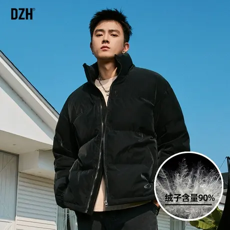 男生黑色面包羽绒服男款冬季加厚潮牌男装2024新款立领外套高级感图片