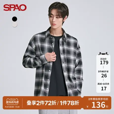 SPAO男士衬衫秋冬新款大格子休闲宽松长袖衬衫SPYCC38C01商品大图