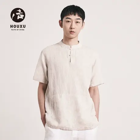 后序【纯亚麻系列】中国风亚麻短袖T恤男夏季高端新中式男装上衣商品大图