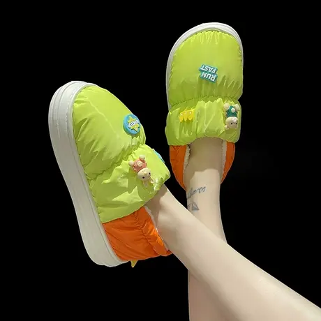 棉拖鞋女包跟冬季可爱厚底室内家居家用保暖防水踩屎感外穿棉拖鞋商品大图