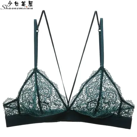 少女美屋【青仓】法式性感内衣超薄款蕾丝文胸罩女无钢圈透明秋冬商品大图