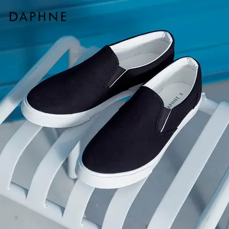 达芙妮小白鞋女夏一脚蹬女鞋夏季帆布鞋女懒人鞋2022年新款鞋子女商品大图