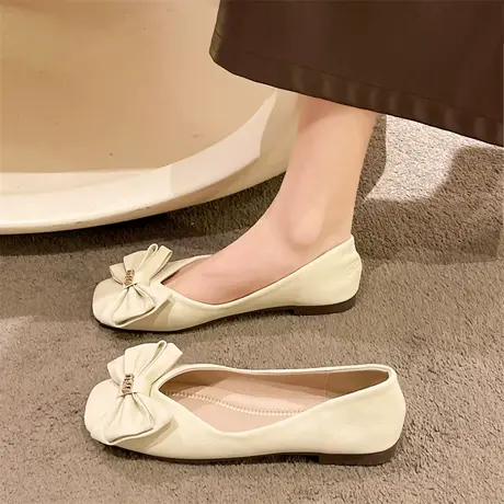 豆豆鞋女2023新款秋冬季懒人女士爆款一脚蹬单鞋温柔气质平底瓢鞋商品大图