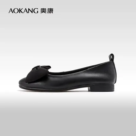 奥康女鞋 2024春季新款温柔晚晚风浅口蝴蝶结舒适平低跟简约单鞋图片