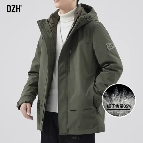男士三合一鹅绒羽绒服男潮冬季加厚中长裤鹅绒服男款可拆卸冲锋衣图片