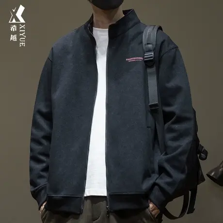 希越2024春秋开衫卫衣男春秋季宽松大码男士夹克美式复古扎染外套商品大图