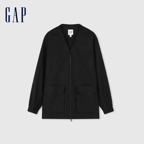 Gap女装春季2024新款简约拉链装饰V领外套892181洋气时尚百搭夹克图片