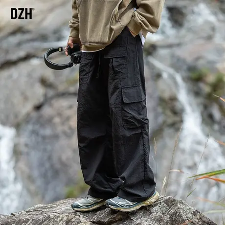 男生黑色工装裤男户外阔腿裤男款冲锋裤子2024年春季速干裤休闲裤商品大图